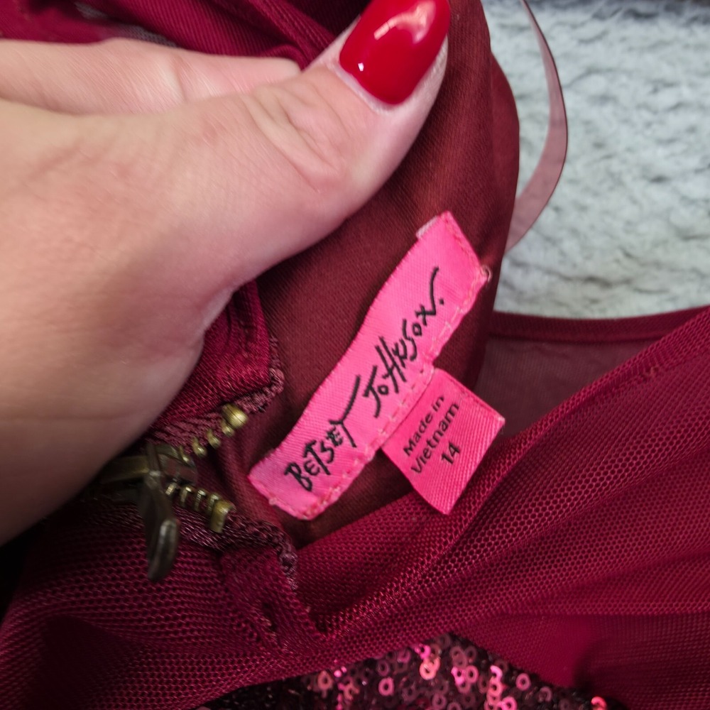 Betsey Johnson Dress Women 14 Red Sequin Y2K Vamp Glam New Year Holiday HOCO - Picture 10 of 16